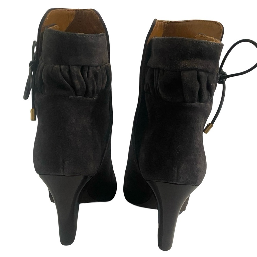 Tory Burch New Lila Ankle Boots Size 8.5 Brown Leather Suede 90s Scrunch - Picture 9 of 16